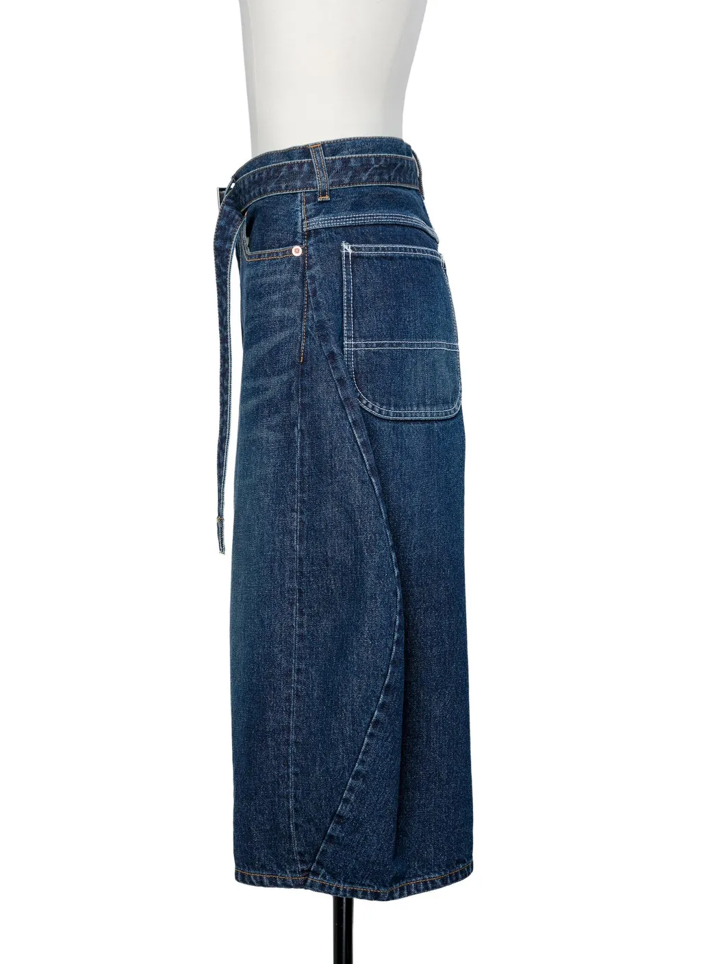 Sacai Belted Cropped Denim Shorts