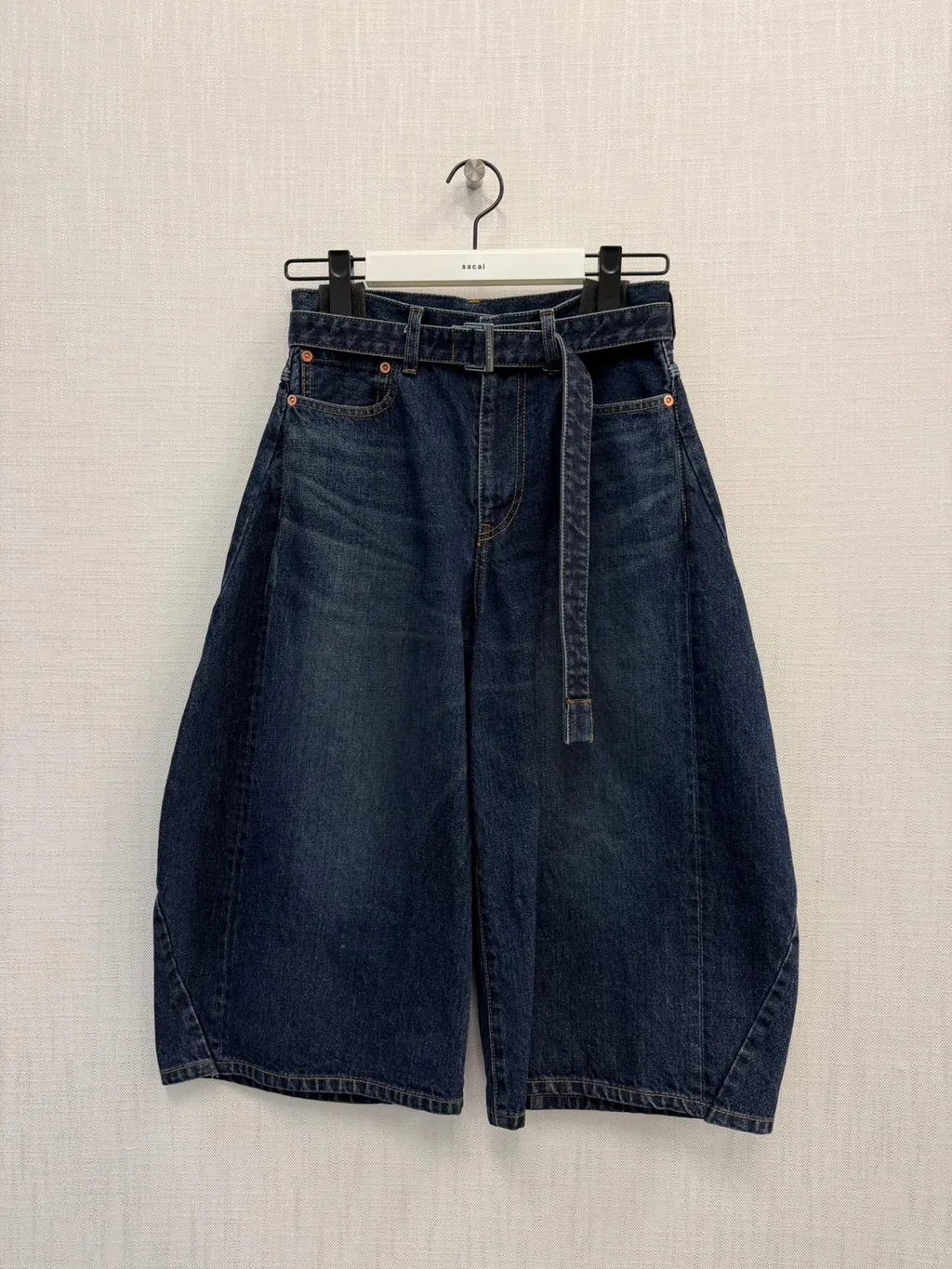 Sacai Belted Cropped Denim Shorts