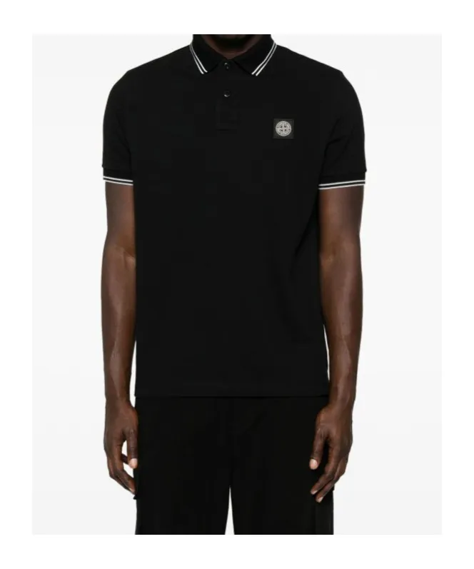 Stone Island Logo Patch Short-Sleeve Polo Shirt