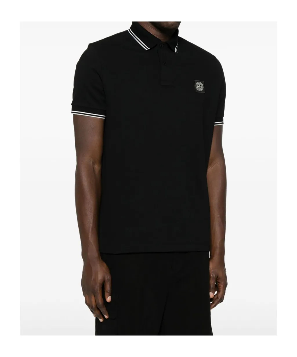 Stone Island Logo Patch Short-Sleeve Polo Shirt