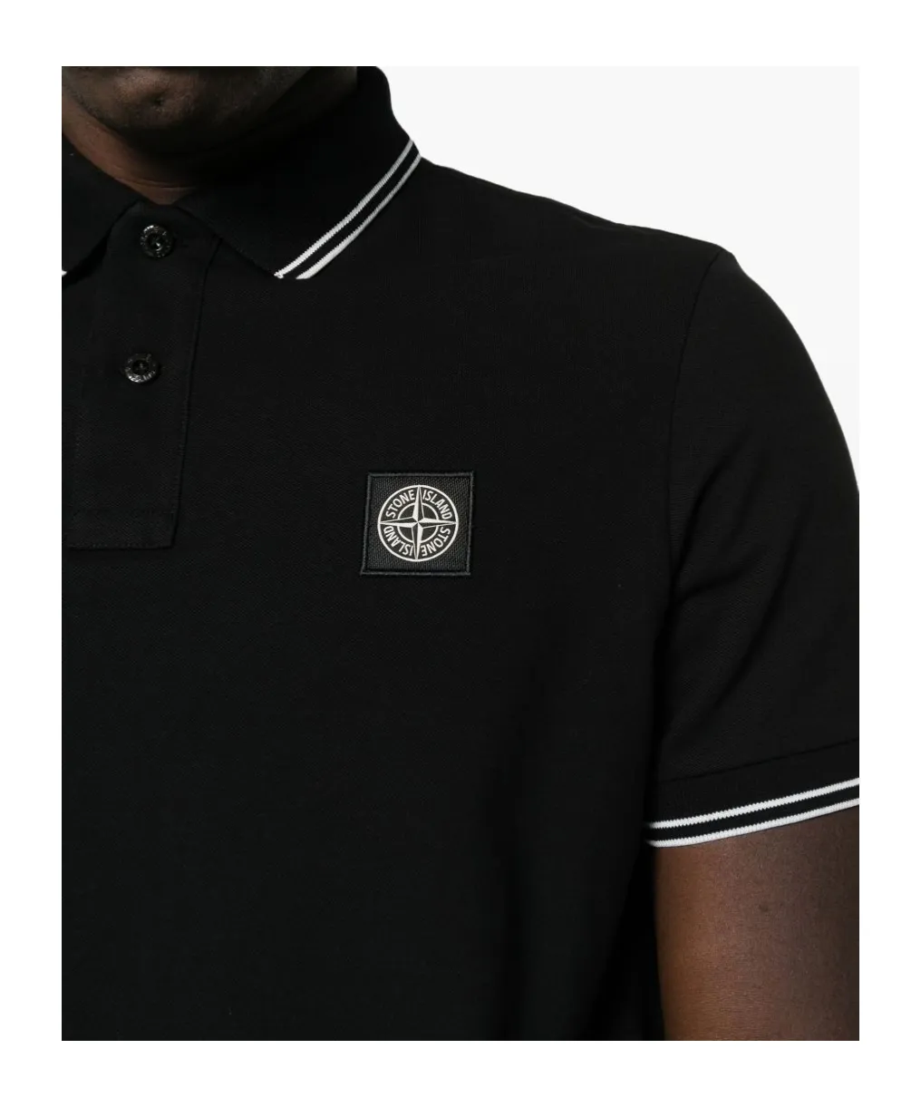 Stone Island Logo Patch Short-Sleeve Polo Shirt