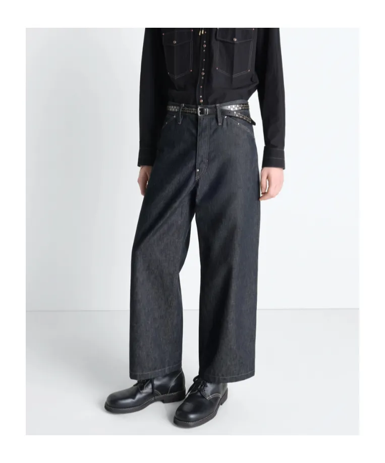 Wide Pant With Studs In Denim