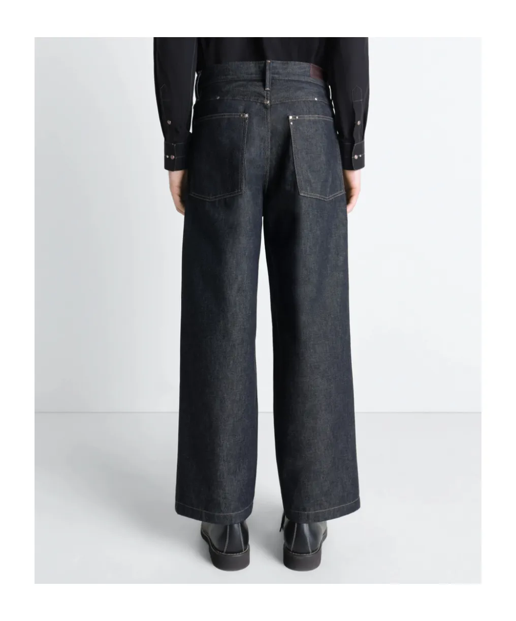 Wide Pant With Studs In Denim