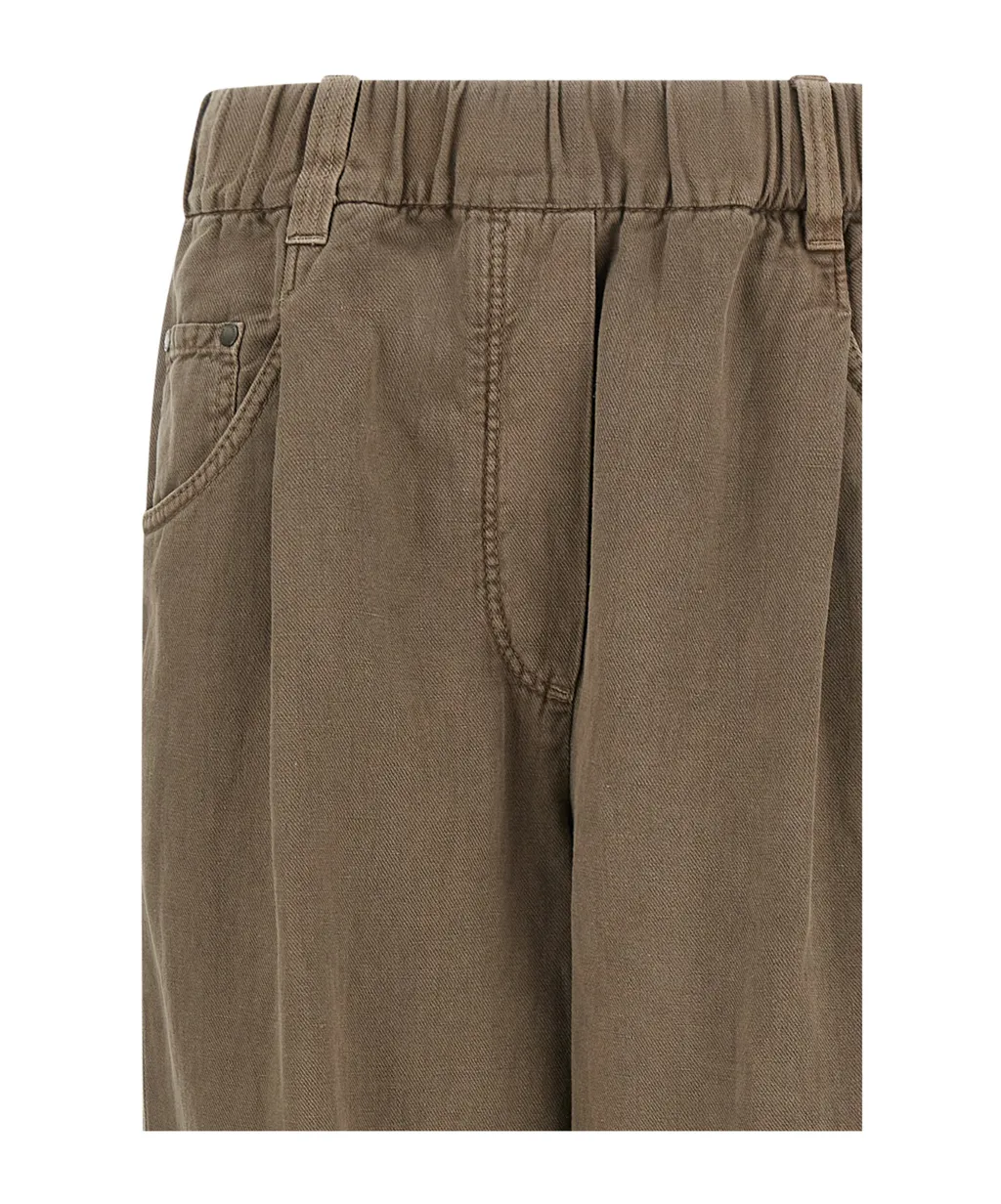 Brunello Cucinelli Straight-Leg Elastic Waist Trousers