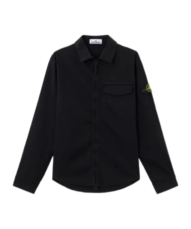 Stone Island Logo Patch Zipped Shirt Jacket
