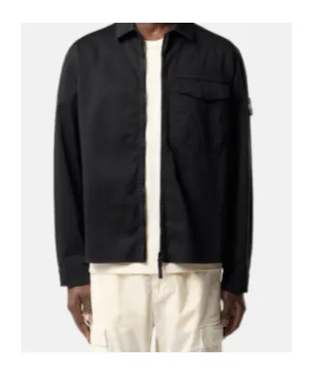 Stone Island Logo Patch Zipped Shirt Jacket