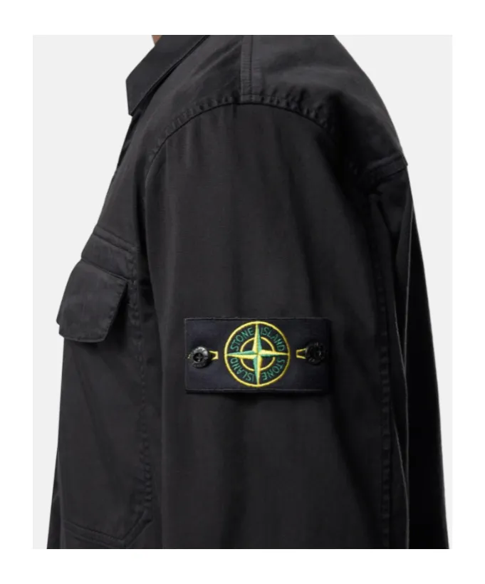 Stone Island Logo Patch Zipped Shirt Jacket
