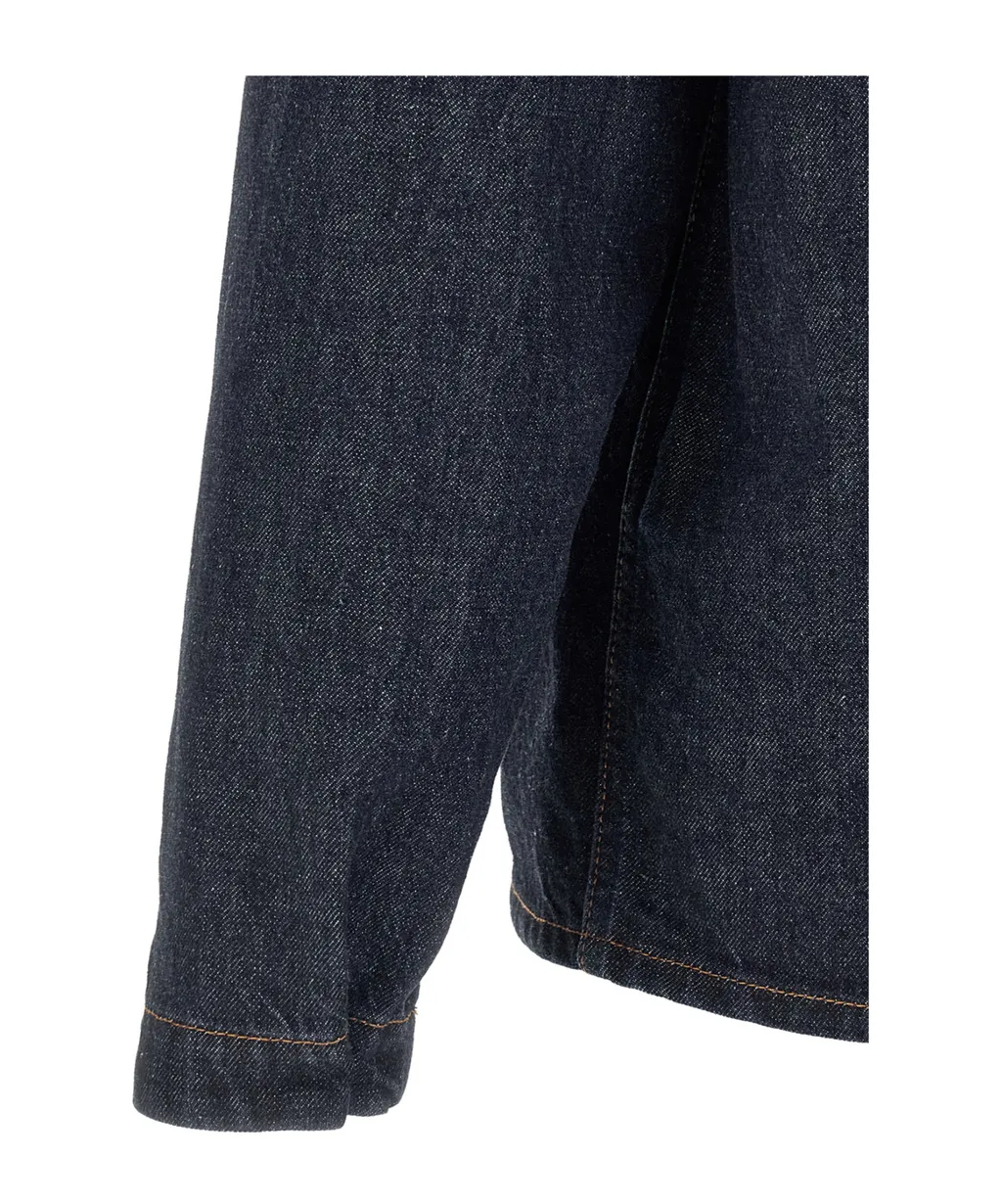 Stone Island Logo Patch Denim Shirt