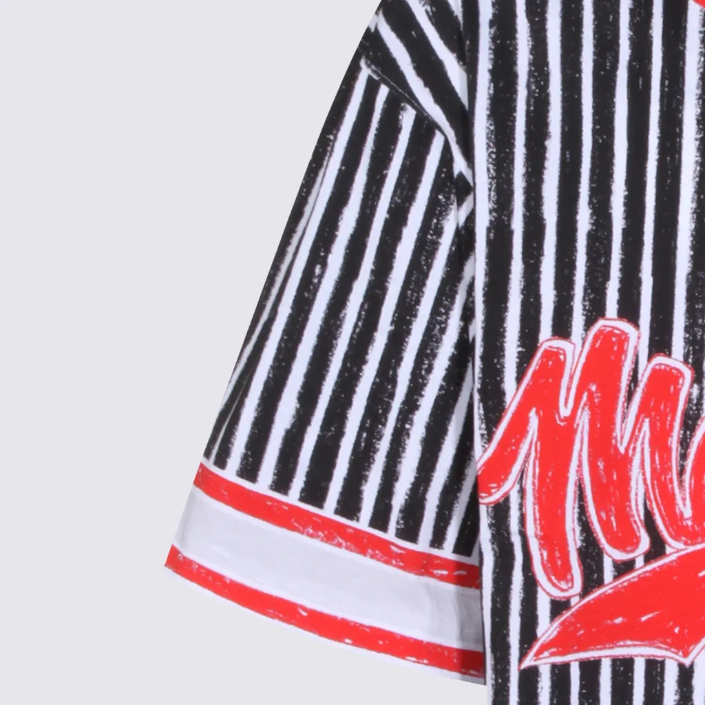 Moschino Logo Printed Striped T-Shirt