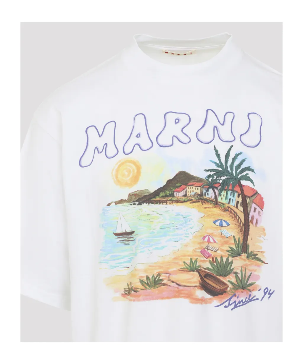 Marni Coastal-Scene Crewneck T-Shirt