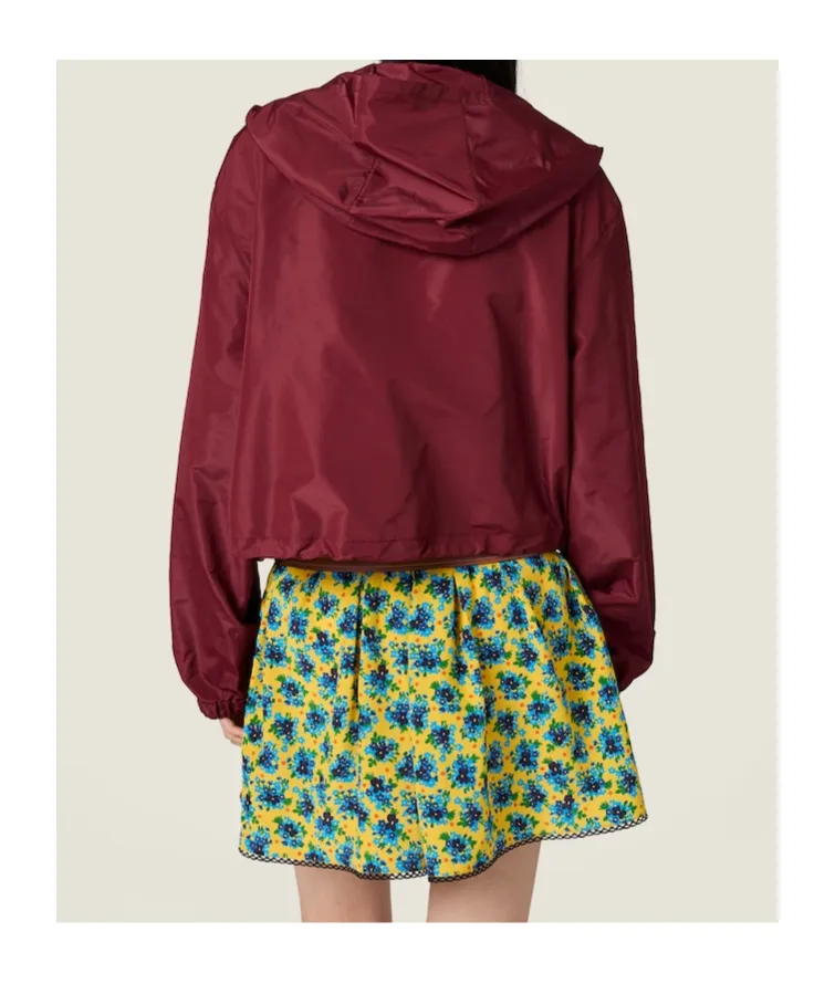 Miu Miu Logo-Rubberised Zipped Hooded Jacket