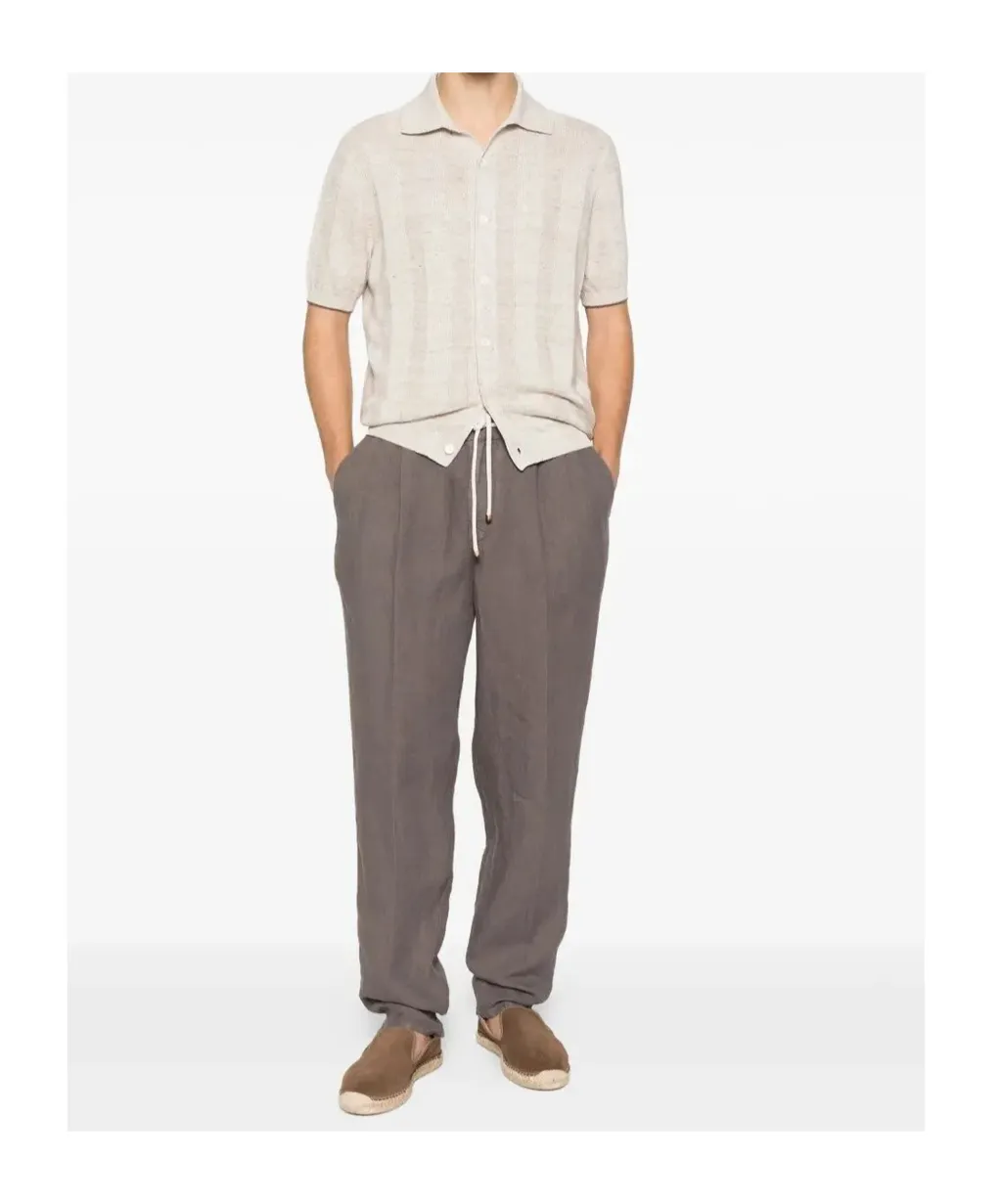 Button-Up Ribbed-Knit Shirt