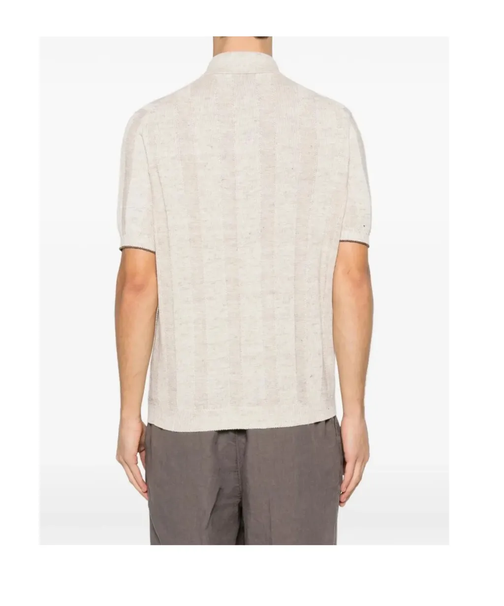 Button-Up Ribbed-Knit Shirt