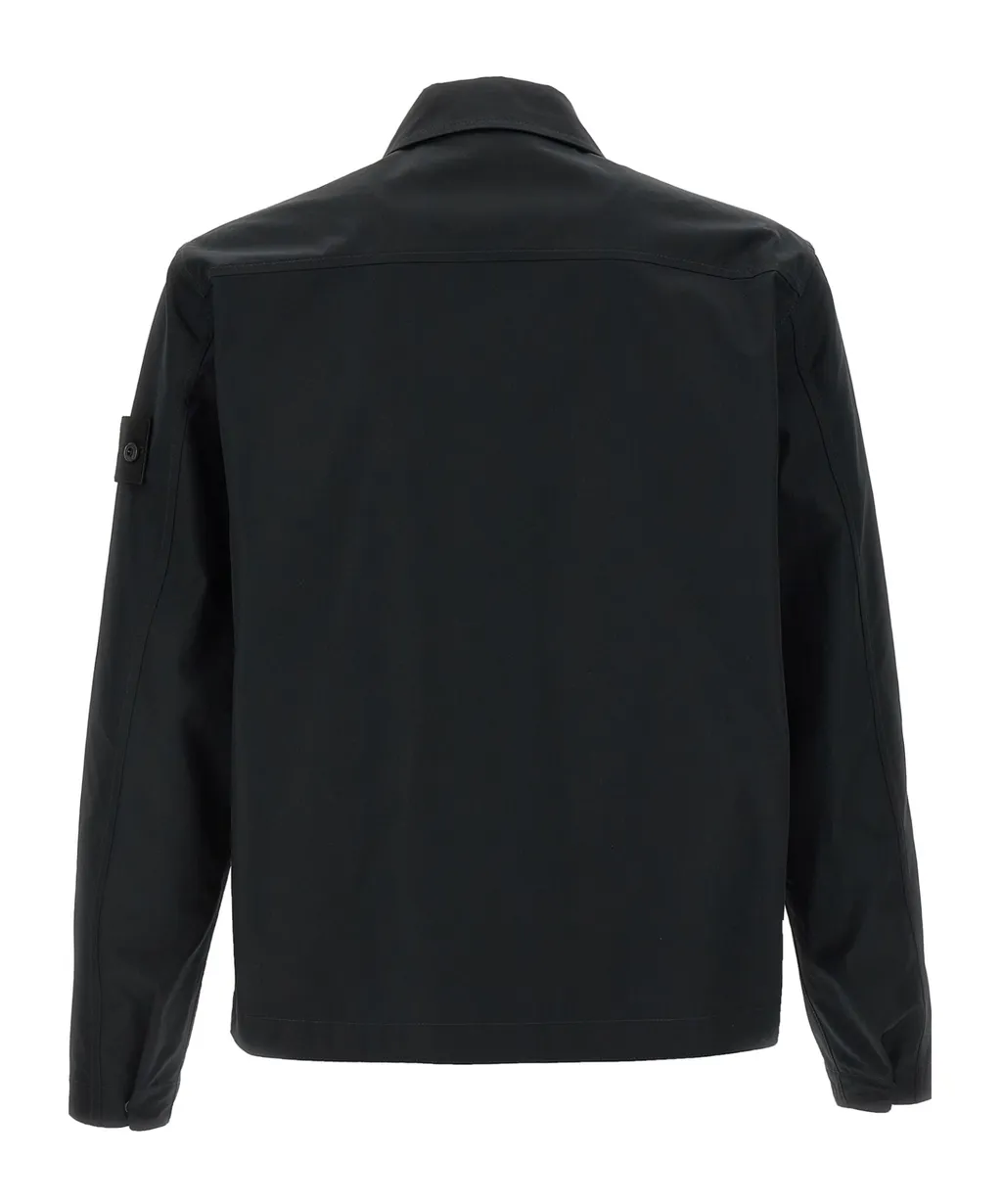 Stone Island Logo Patch Zip-Up Overshirt