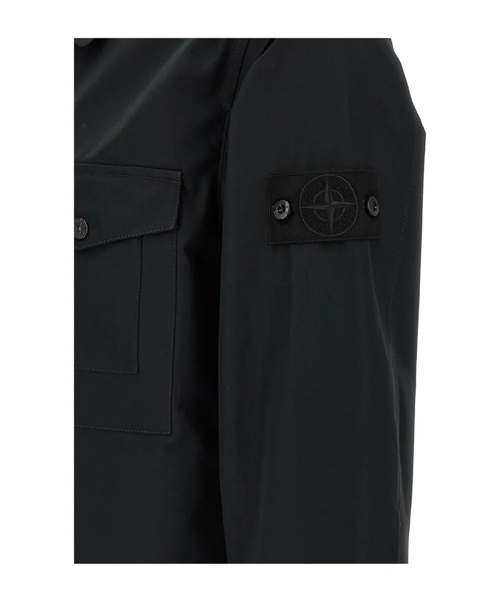 Stone Island Logo Patch Zip-Up Overshirt