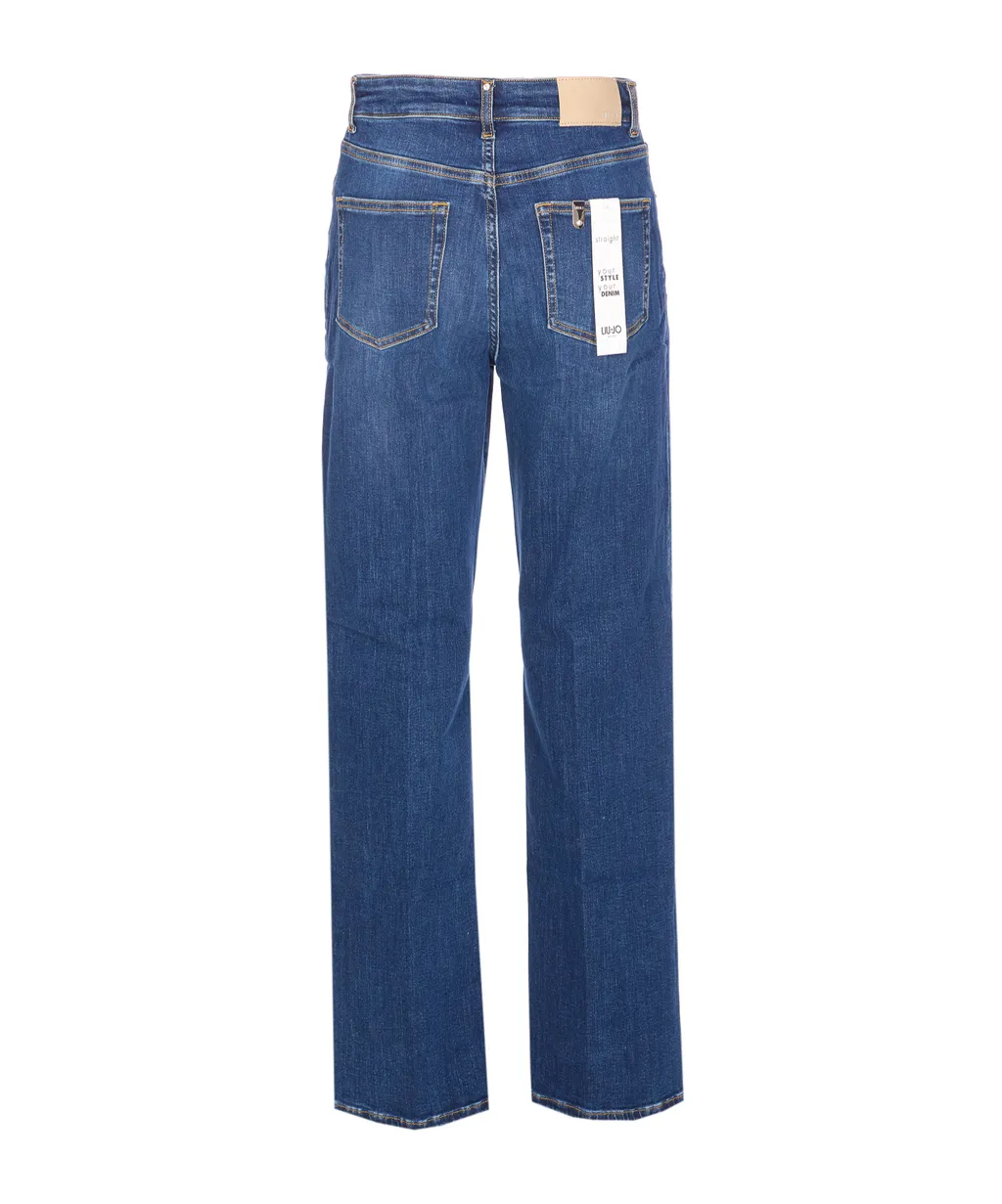 Liu Jo Logo Patch Straight Leg Jeans