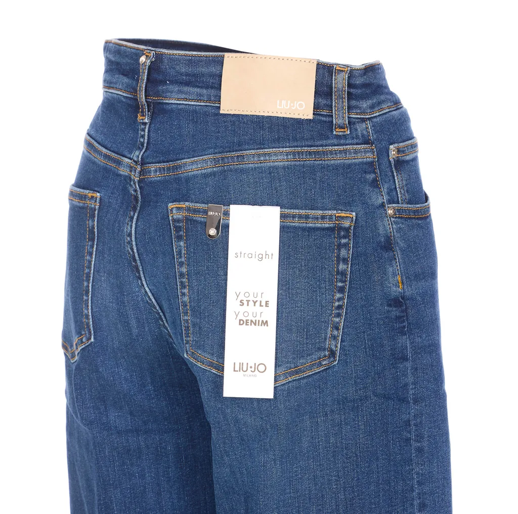 Liu Jo Logo Patch Straight Leg Jeans