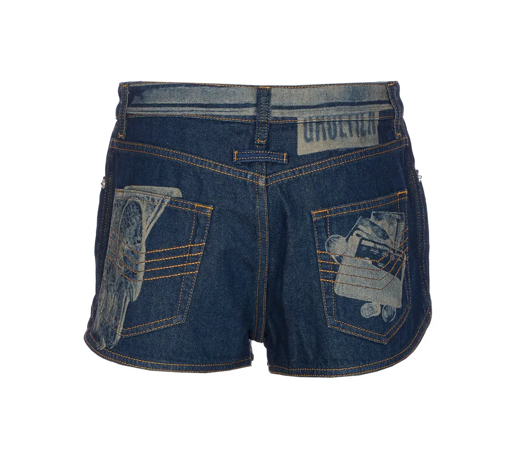 Jean Paul Gaultier Printed Denim Mini Shorts
