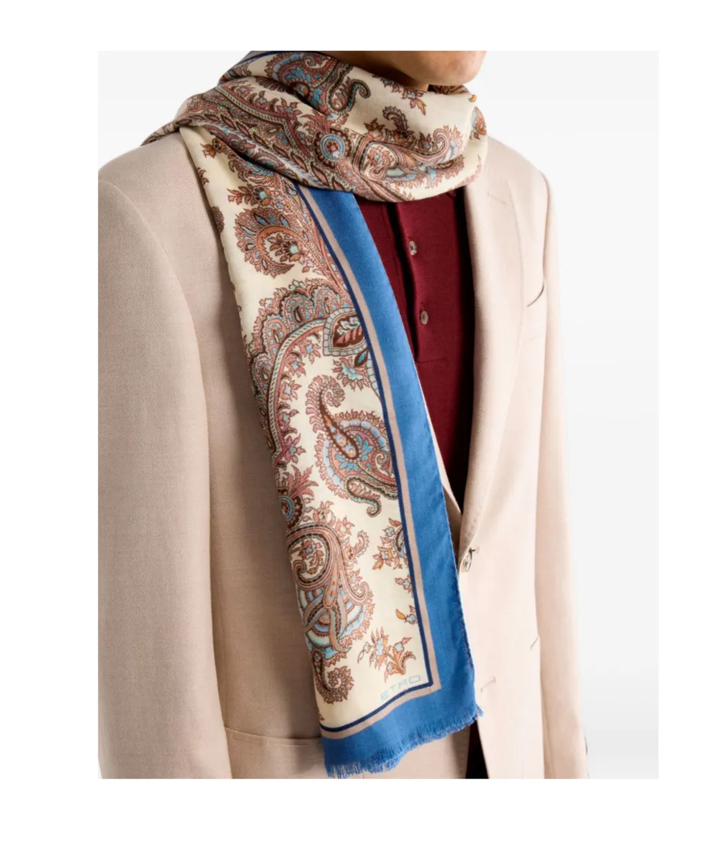 Cashmere-Blend Scarf With Floral Paisley Motif