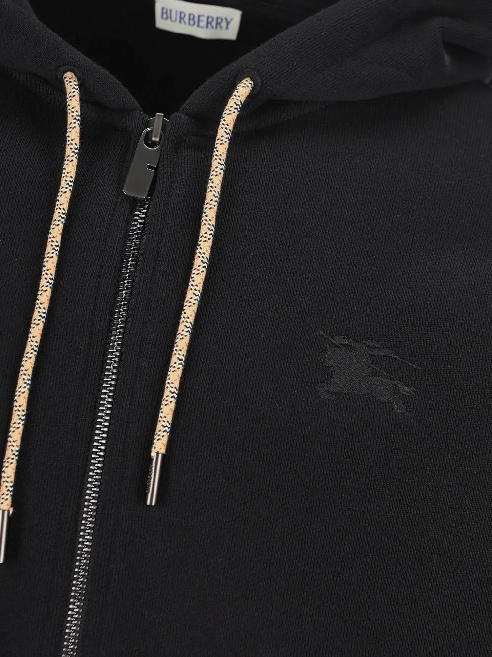 Burberry Checked Zip-Up Drawstring Hoodie
