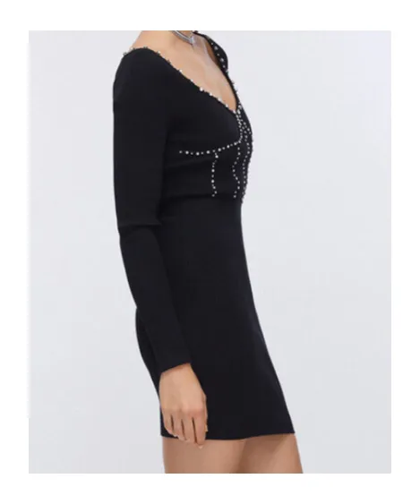 Embellishment Knit Mini Dress