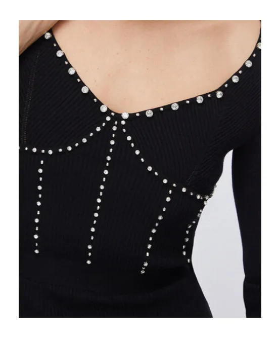 Embellishment Knit Mini Dress