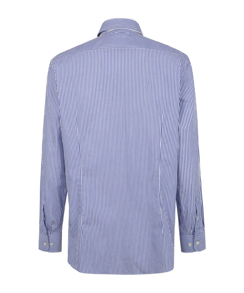 Striped-Pattern Embroidered-Logo Shirt