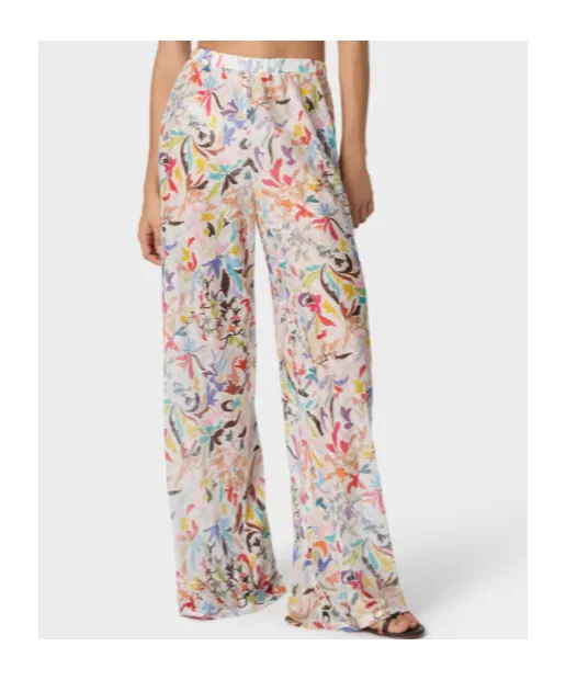 Trousers In Printed Ramage Tulle