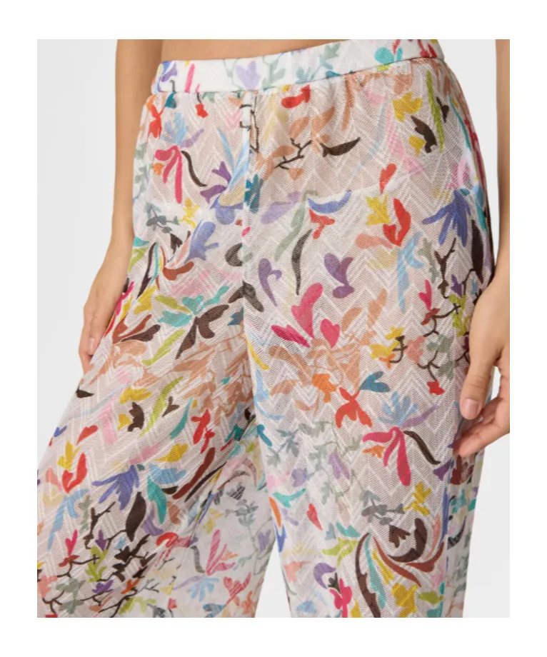 Trousers In Printed Ramage Tulle