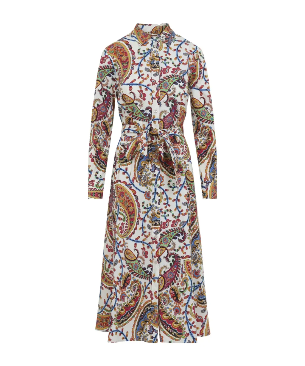 Paisley Tie-Waist Midi Dress
