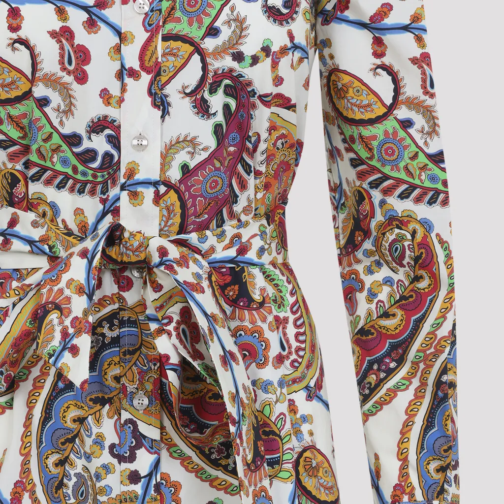 Paisley Tie-Waist Midi Dress