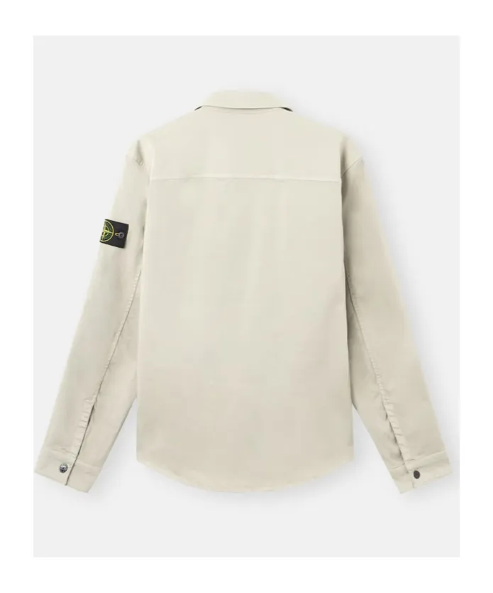 Stone Island Logo Patch Zip-Up Shirt