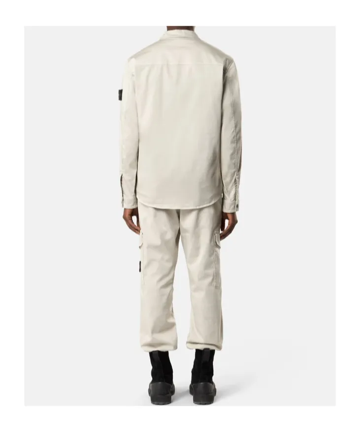 Stone Island Logo Patch Zip-Up Shirt