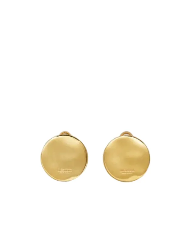 Engraved-Logo Round Earrings
