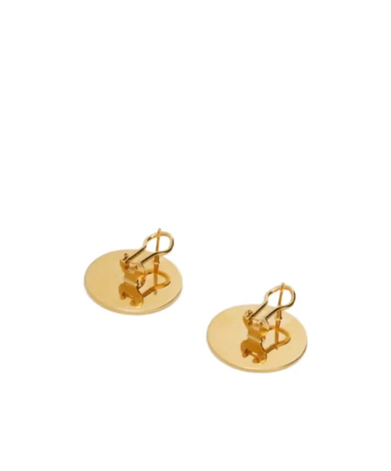 Engraved-Logo Round Earrings