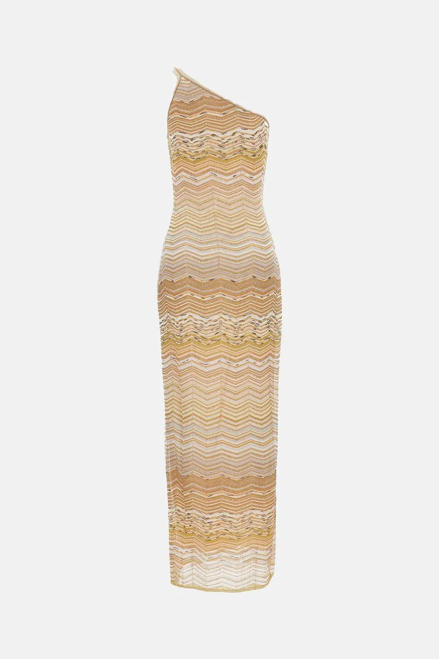 Missoni Chevron Pattern Long One-Shoulder Dress