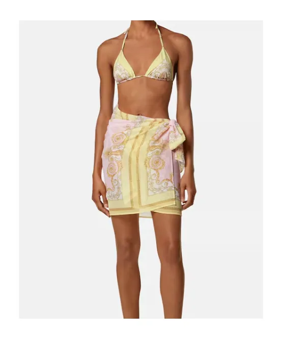 Versace Spring Barocco Tie-Side Beach Skirt