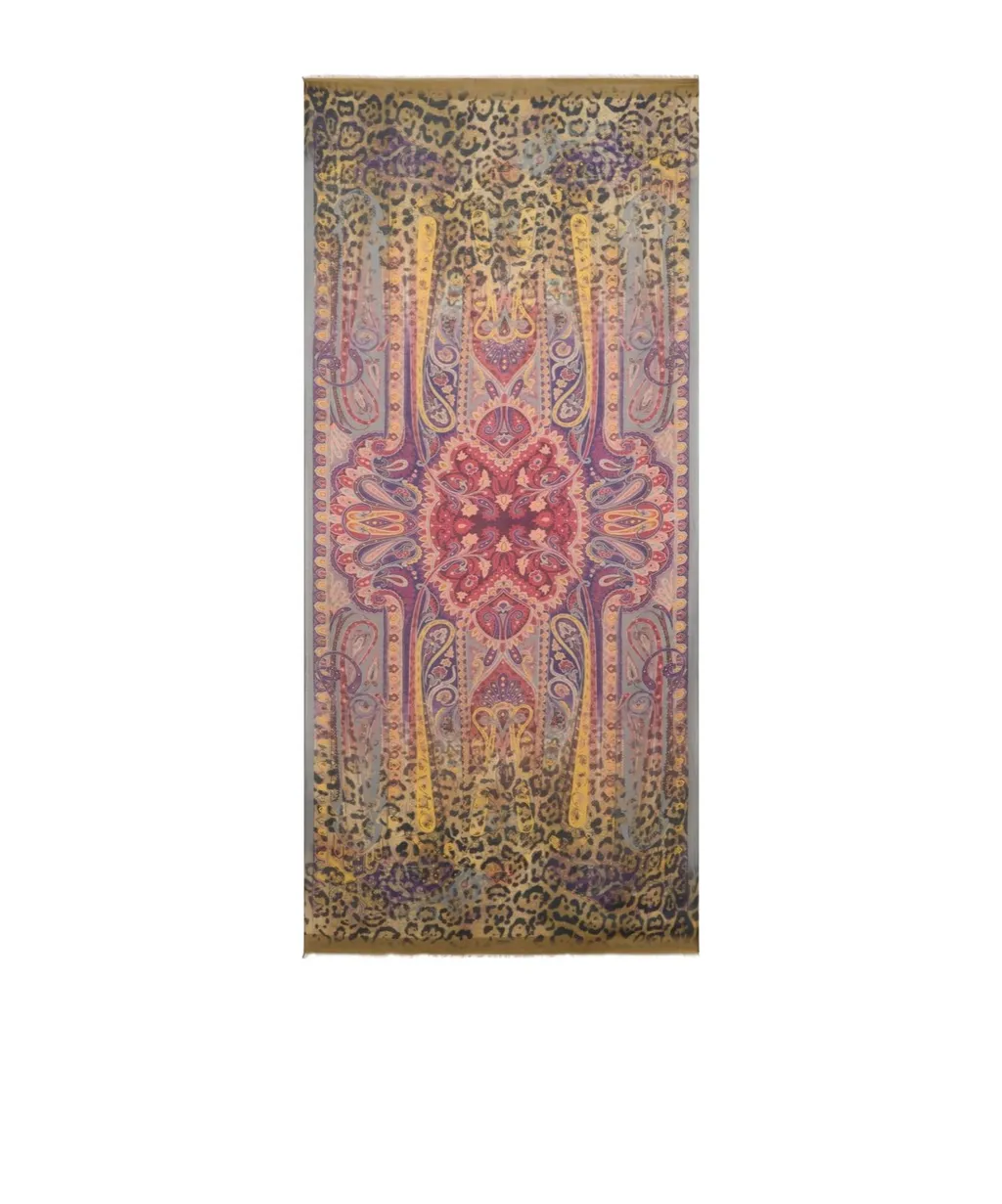 Wool-Blend Scarf With Degradé Animal Motif