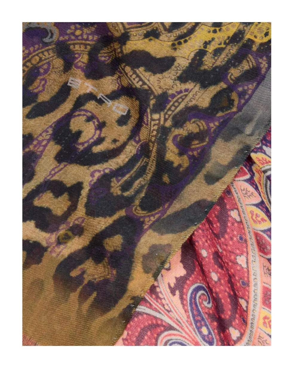 Wool-Blend Scarf With Degradé Animal Motif