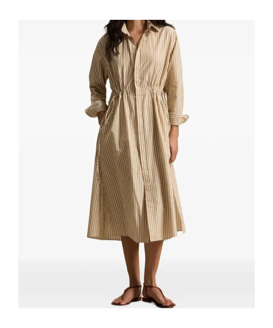Collared Striped Shirt Dress