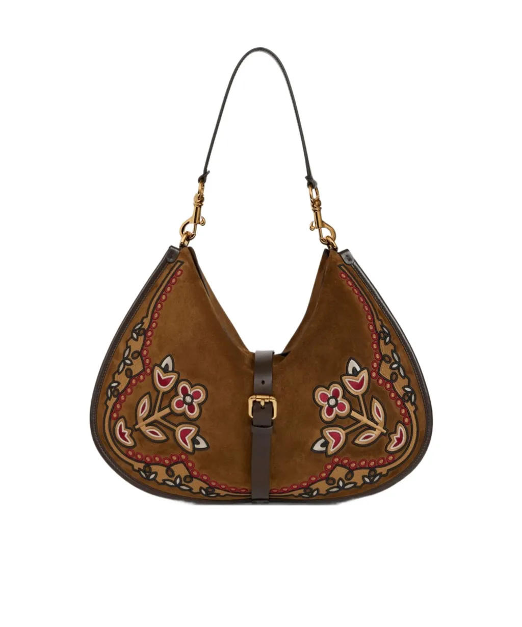 Maxi Suede Pony Bag With Embroidery