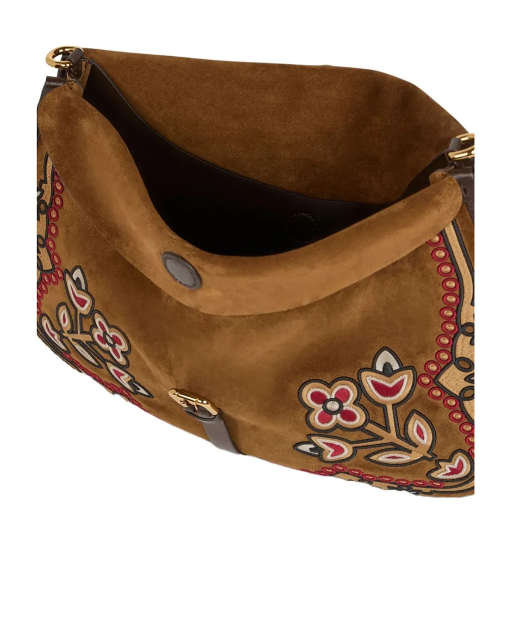 Maxi Suede Pony Bag With Embroidery