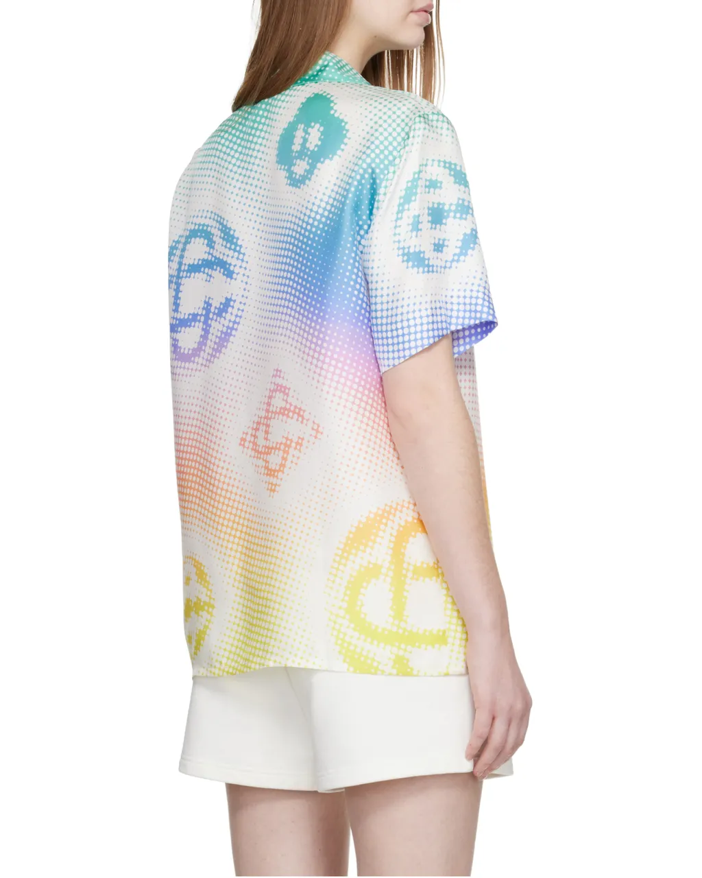 Casablanca Halftone Logo Short Sleeved Satin Shirt