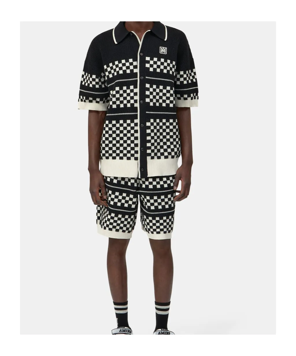Amiri Chekered Short Sleeved Knitted Shirt