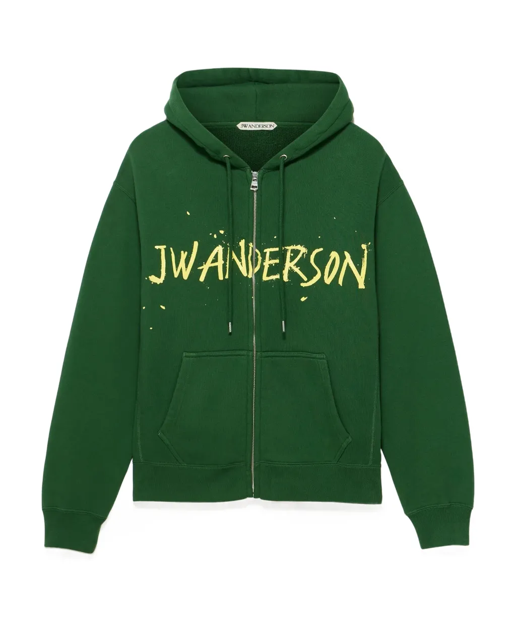 Jw Anderson Logo Printed Zip-Up Hoodie