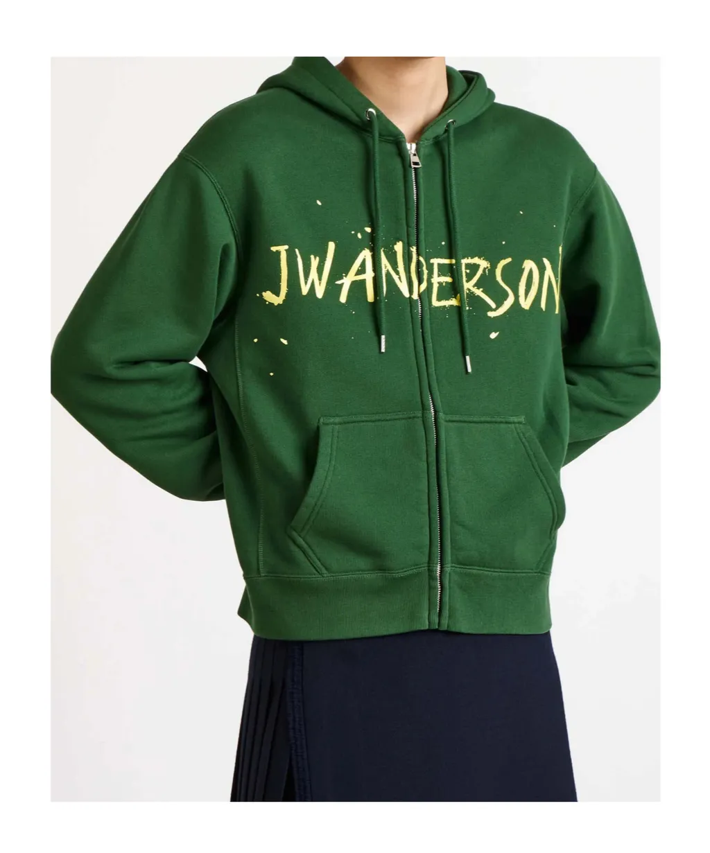 Jw Anderson Logo Printed Zip-Up Hoodie