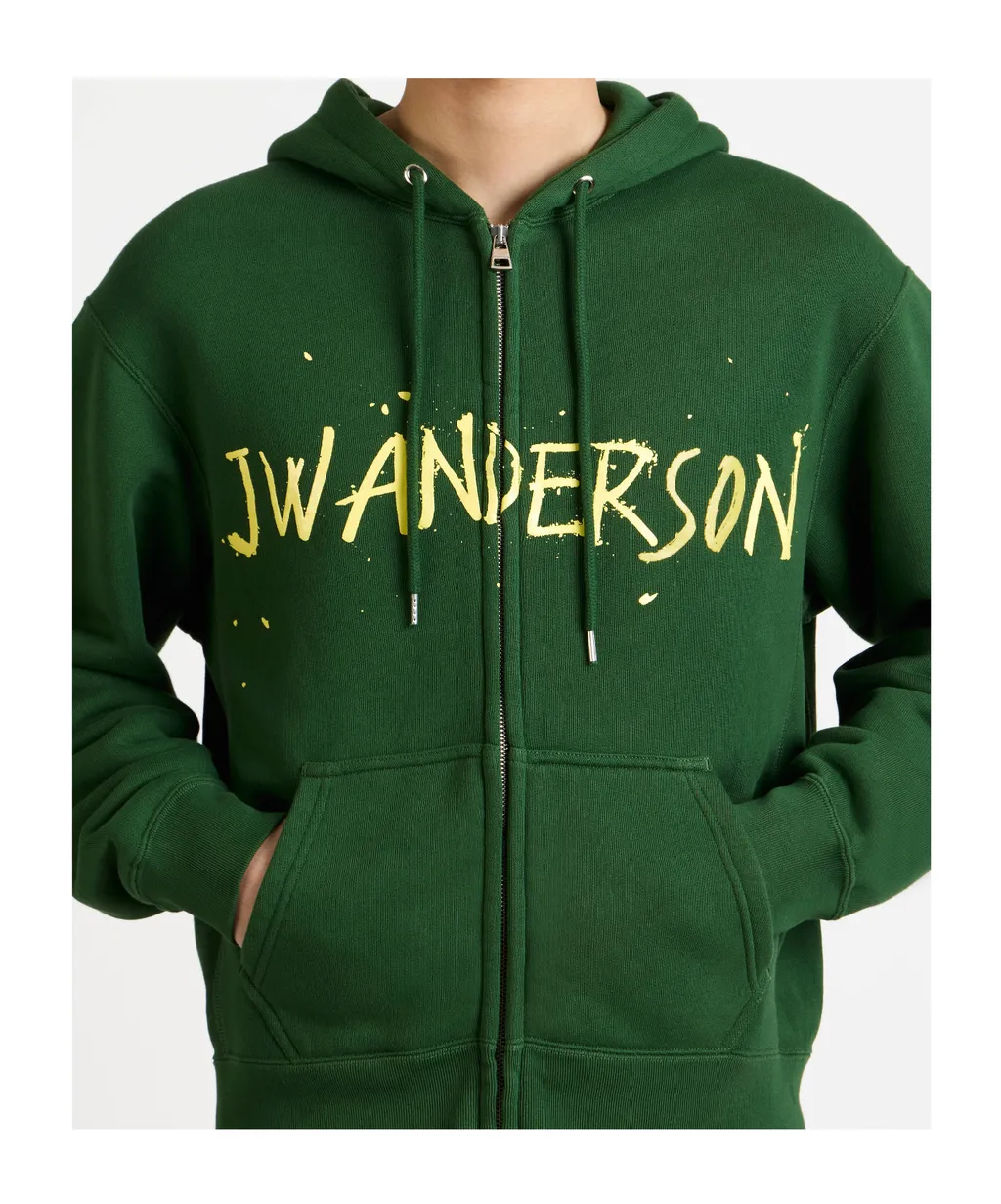 Jw Anderson Logo Printed Zip-Up Hoodie