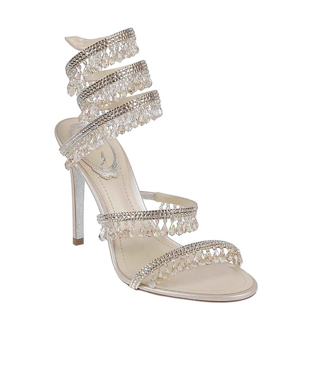 Crystal-Embellished Heeled Sandals