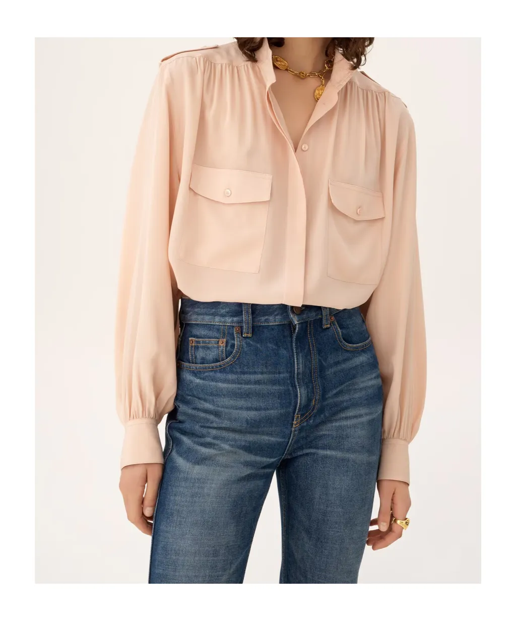 Chloé Gathered Long-Sleeve Blouse