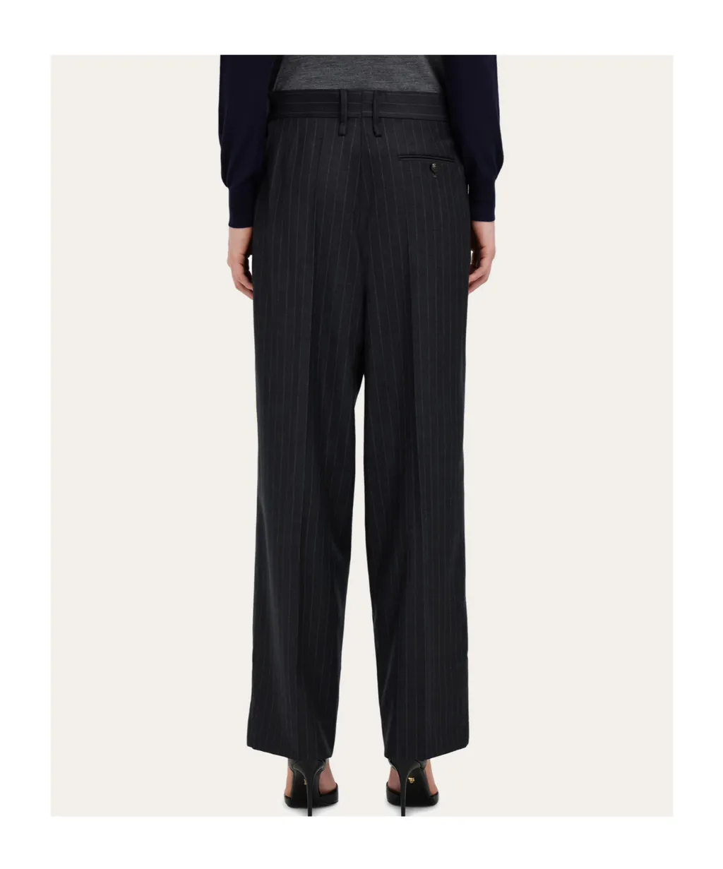 Ferragamo Pinstriped Straight Leg Trousers